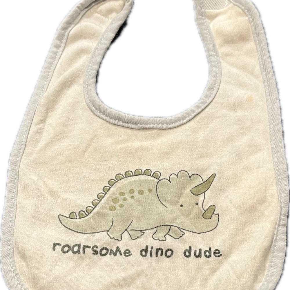 Cream Dinosaur Baby Bib